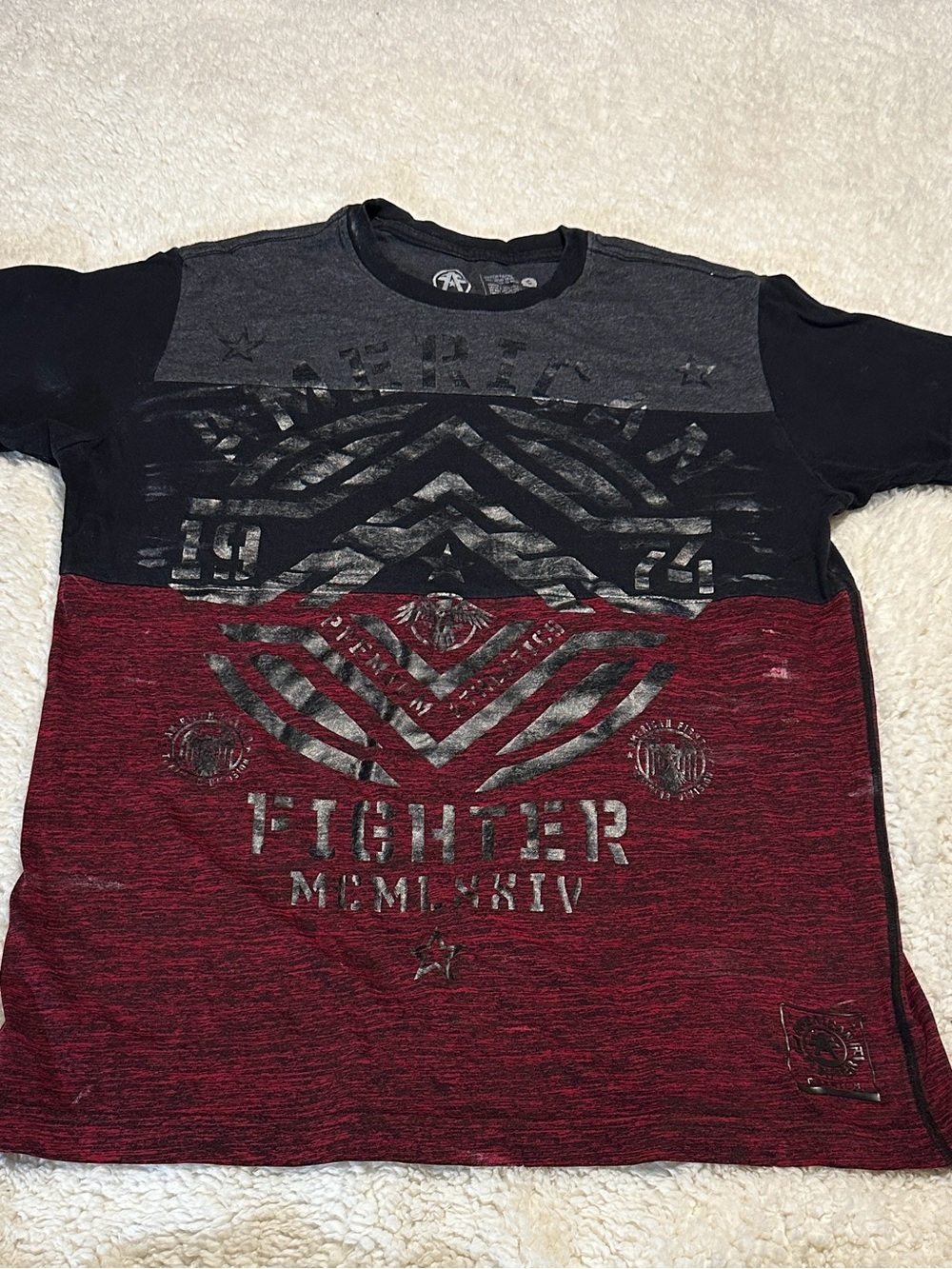 American Fighter Short Sleeve Graphic Tee - Black & Burgundy